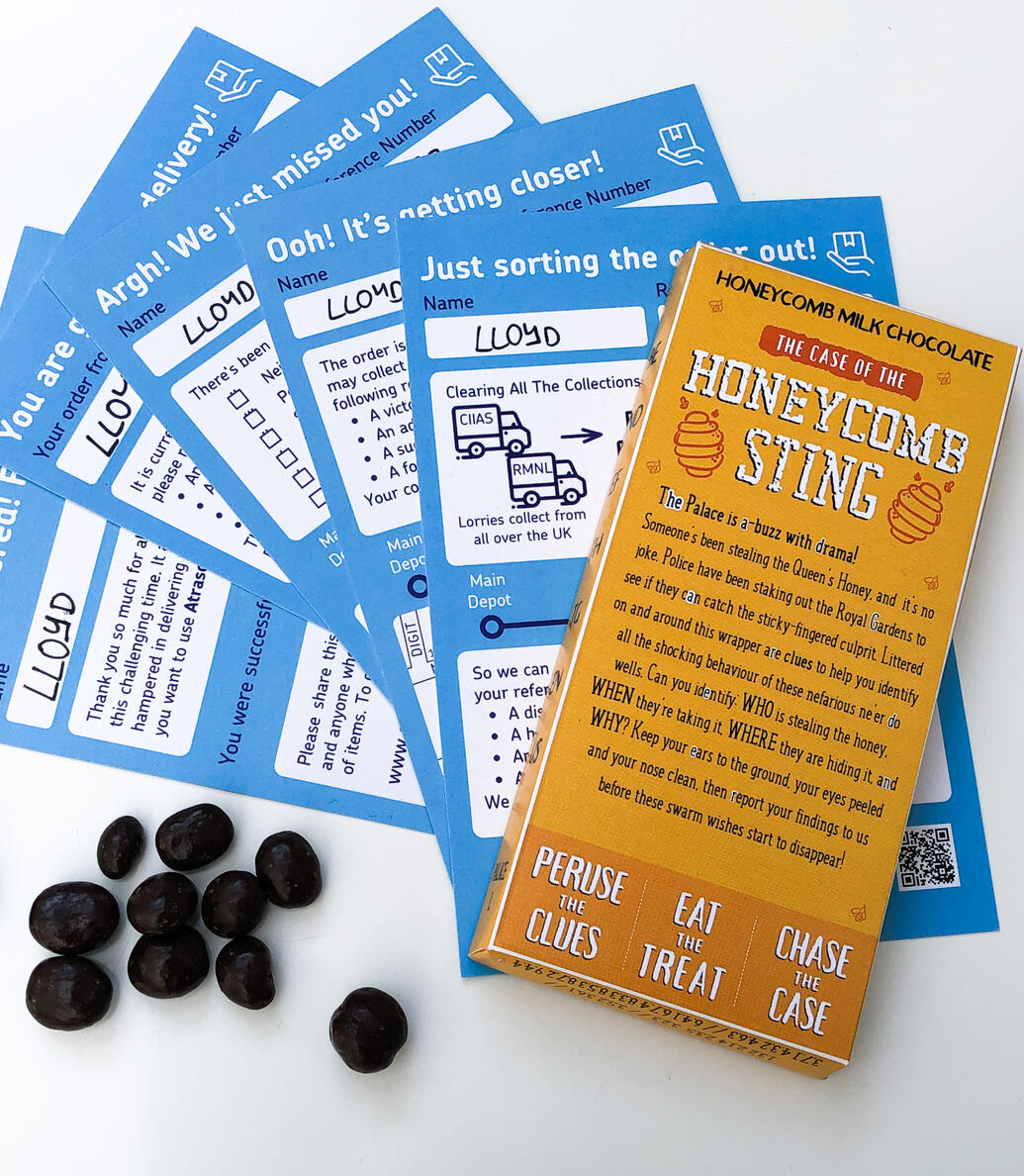 undeliverable - a fake delivery card filled with puzzles from enigmailed