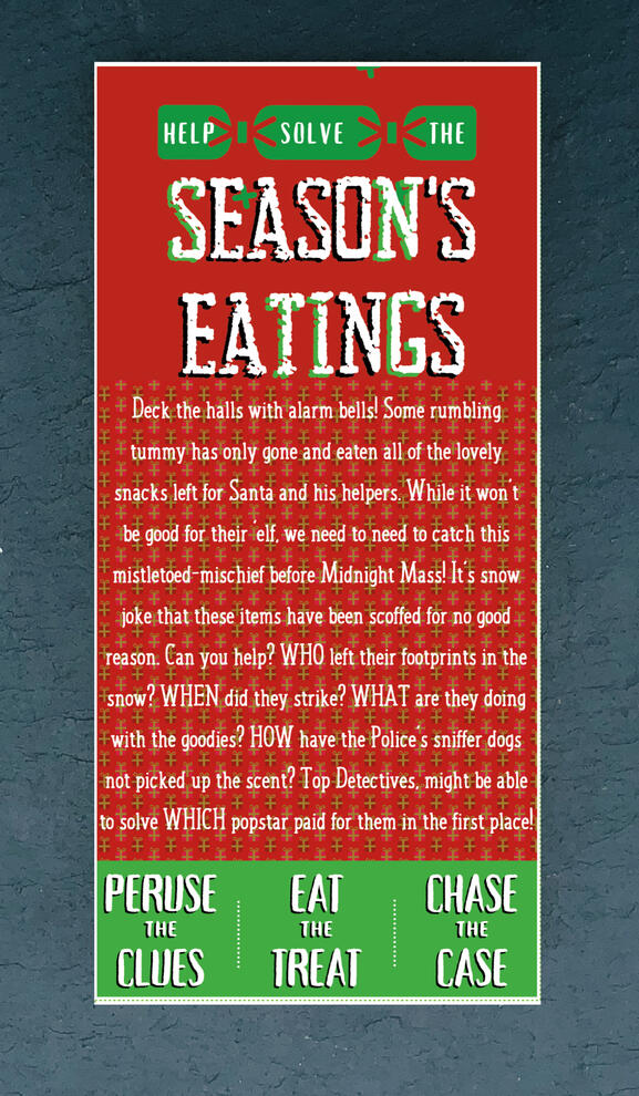 Season's Eatings - a puzzle chocolate bar from Enigmailed.