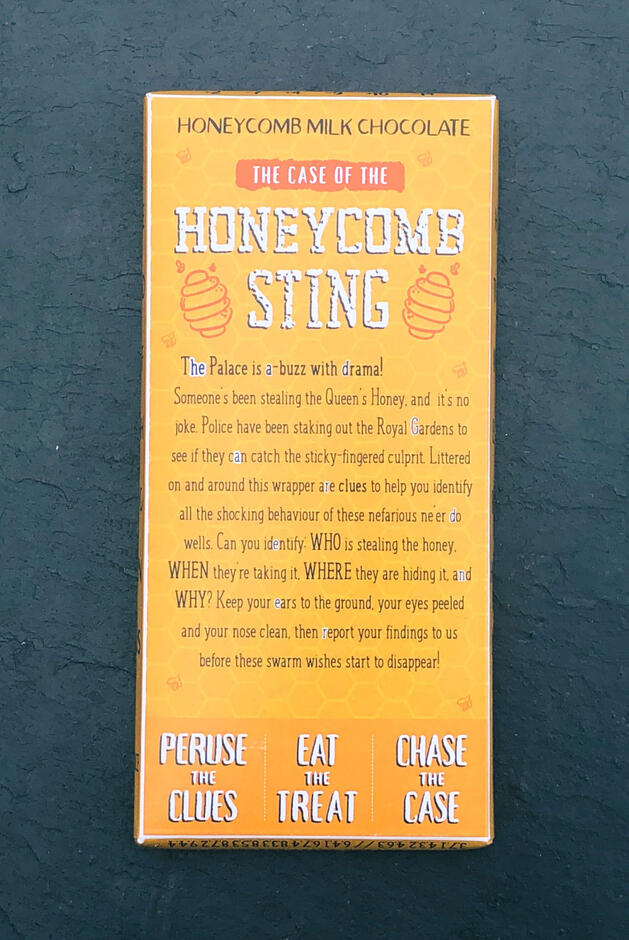 Honeycomb Sting - a puzzle chocolate bar from Enigmailed.