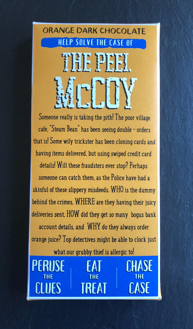 Peel McCoy - a puzzle chocolate bar from Enigmailed.